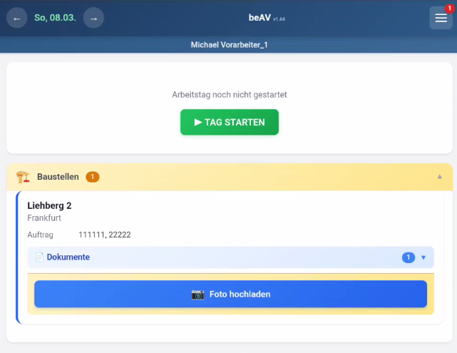 Hauptansicht der App