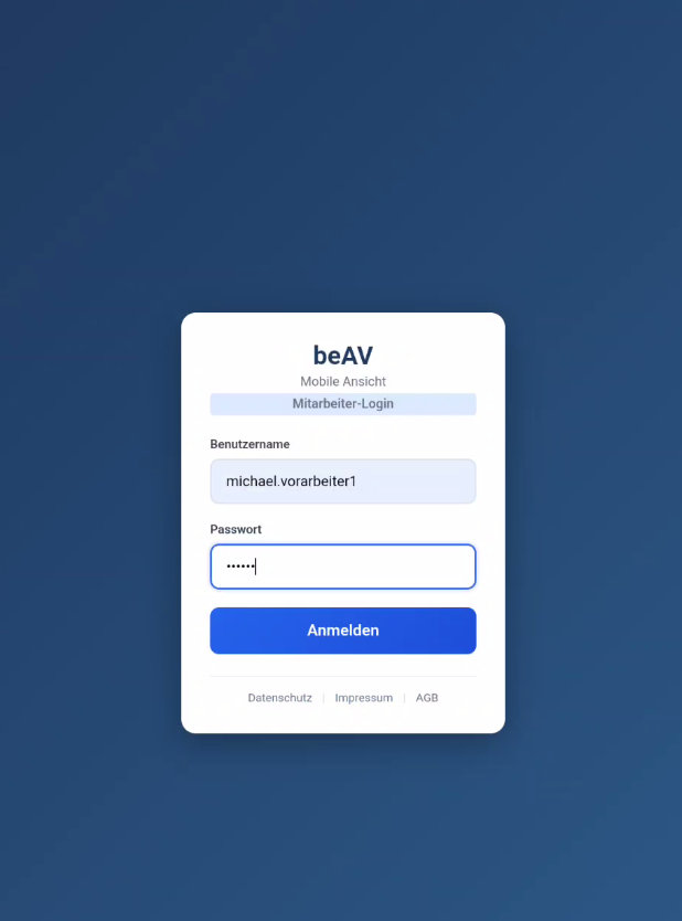 Login Screen Standard