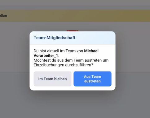 Aus Team austreten