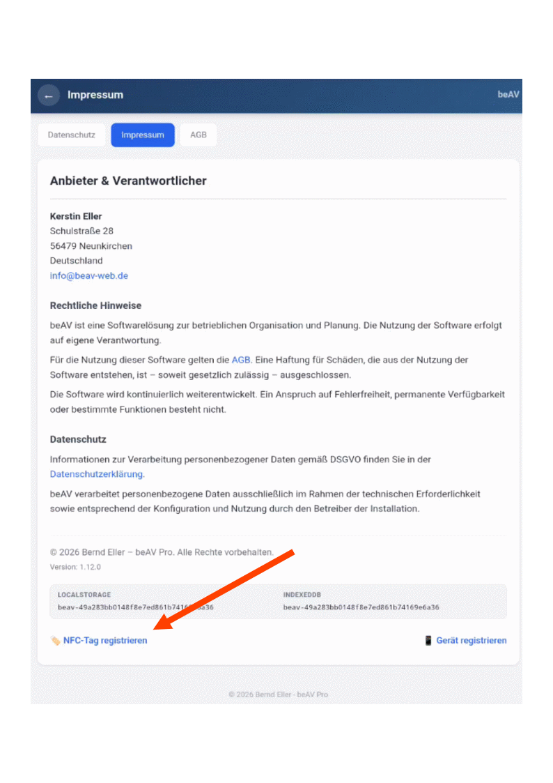 NFC-Tag Registrieren Button